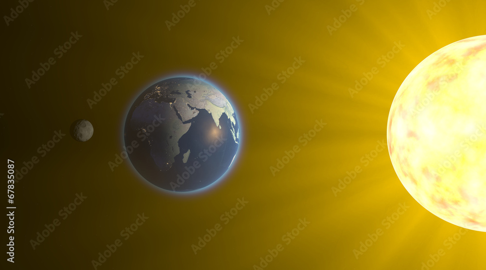 Obraz premium Eclissi lunare, spazio terra luna sole