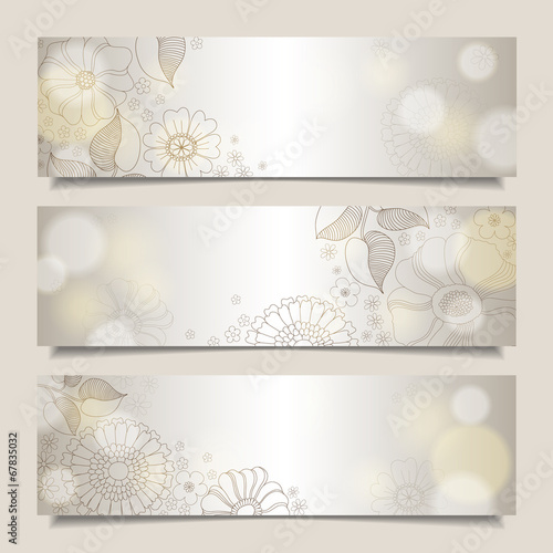 horizontal banners with flowers and lights
