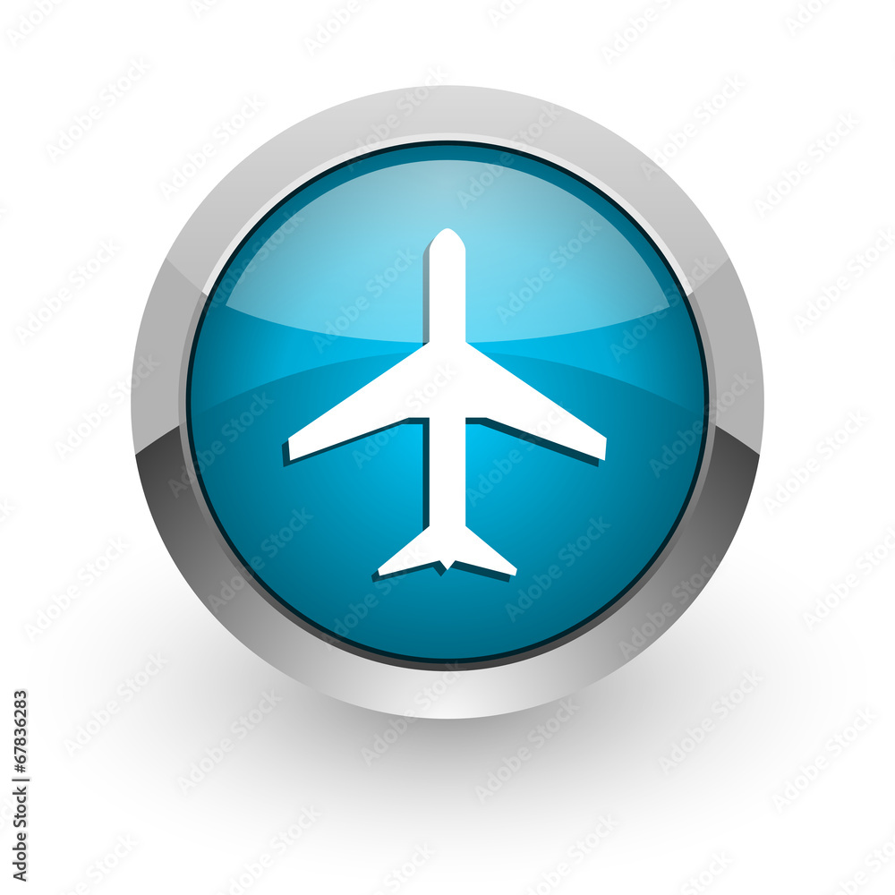 Fototapeta premium plane blue glossy web icon