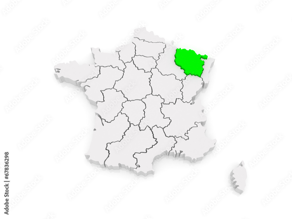 Map of Lorraine. France.