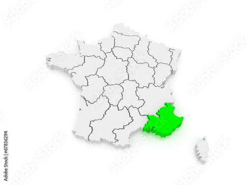 Map of Provence Alpes Cote d'Azur.