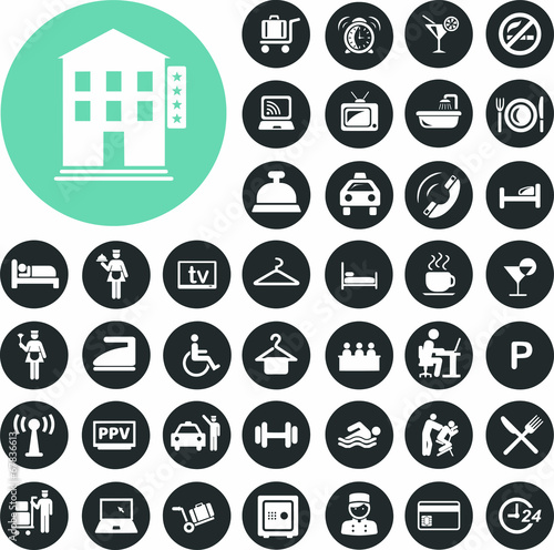 Hotel icons set.