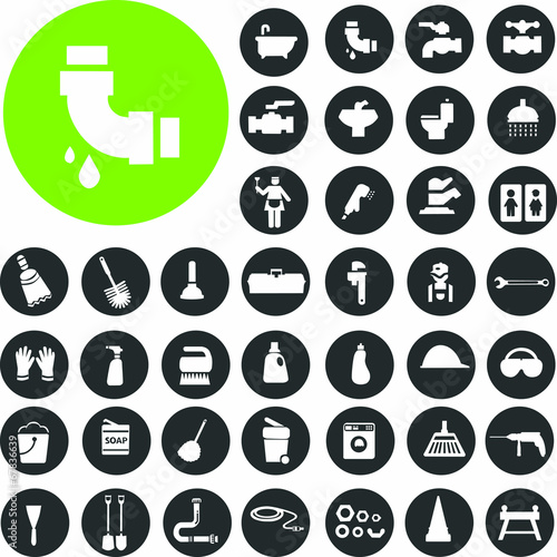 plumbing icons set.