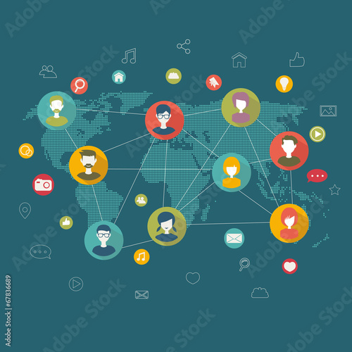 social network flat concept
