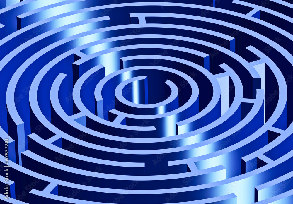 Maze perspective in blue Maze perspective in blue