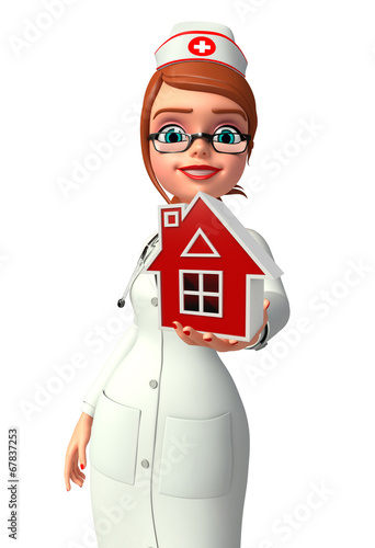 Young Nurse with home