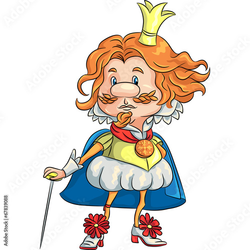 vector cartoon funny sad king with a golden crown