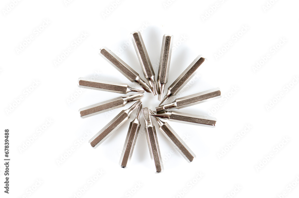 Set of changable nozzels to use with a screwdriver arrange in ci Set of changable nozzels to use with a screwdriver arrange in ci