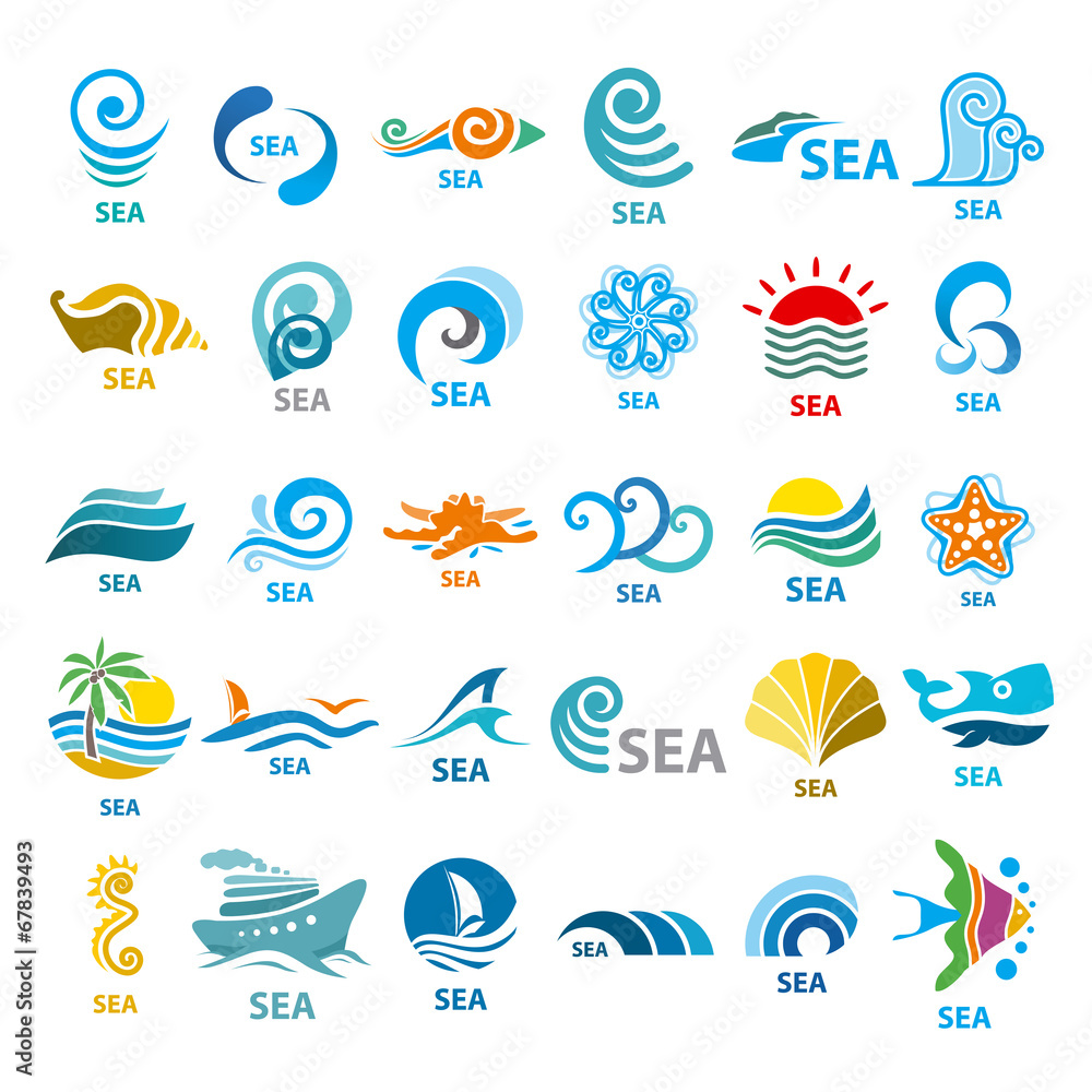 Big collection of vector logos sea