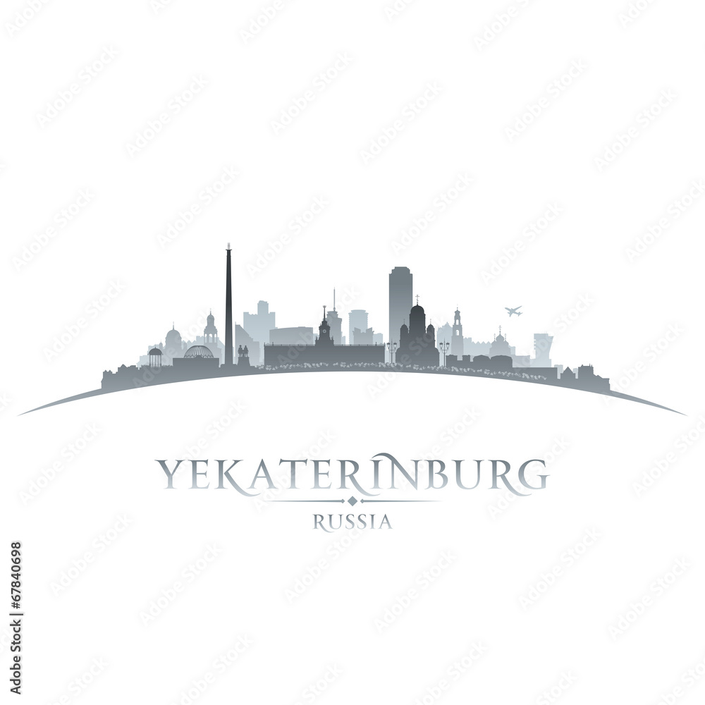 Fototapeta premium Yekaterinburg Russia city skyline silhouette white background