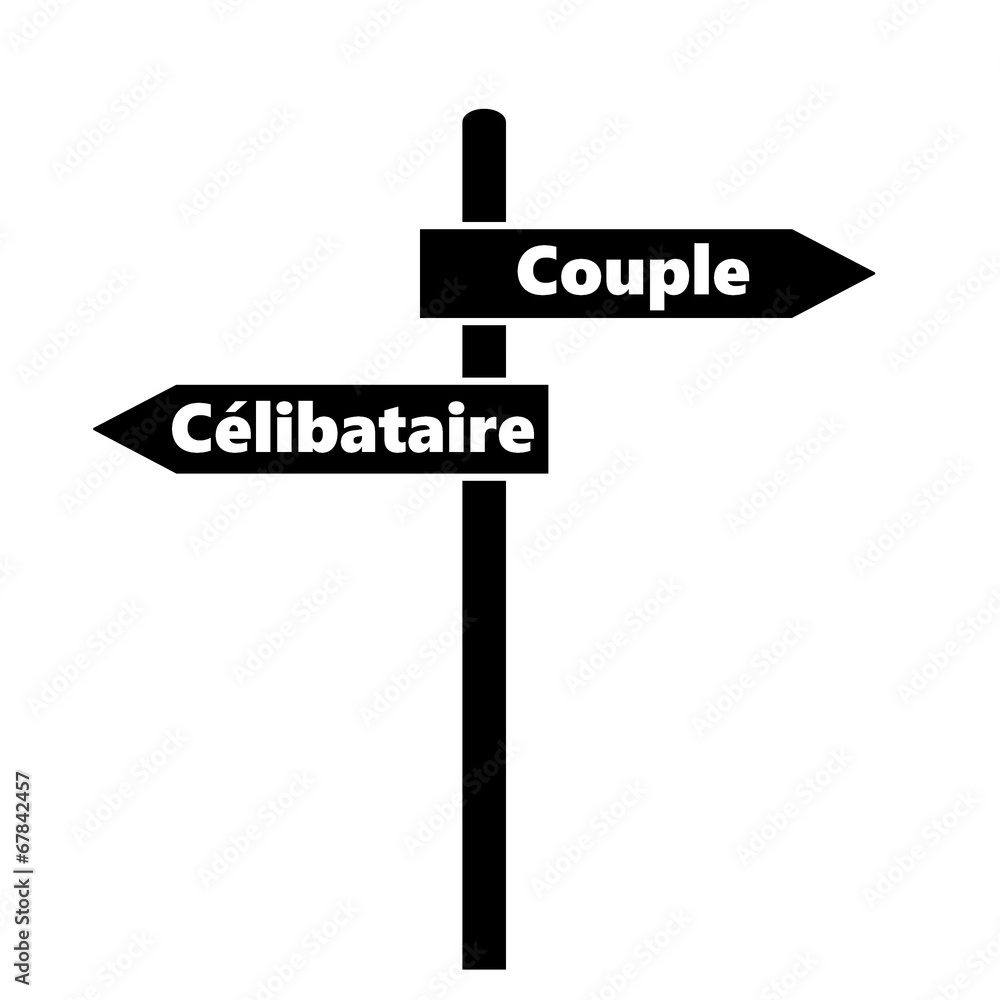 Panneau de directions : Couple et célibataire Panneau de directions : Couple et célibataire