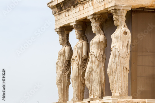 The ancient Porch of Caryatides in Acropolis, Athens, Greece