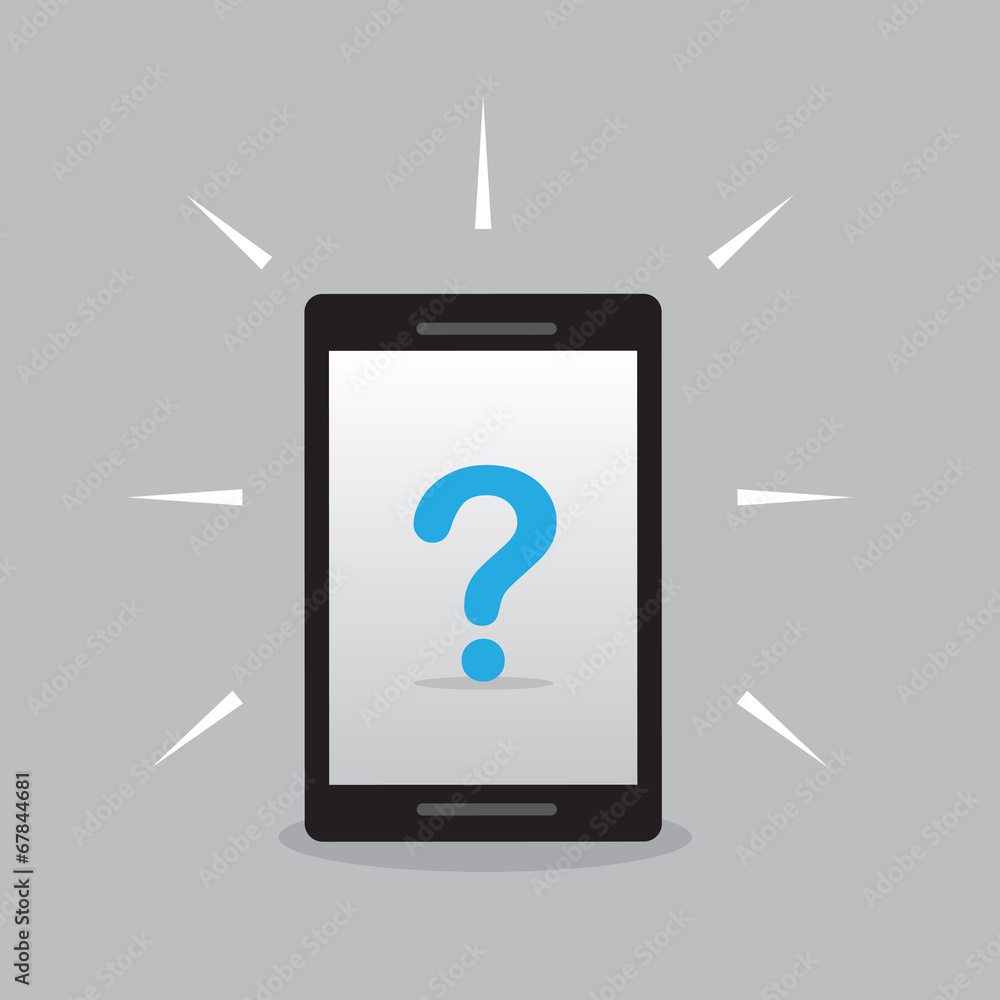 Phone with question mark on the screen Phone with question mark on the screen