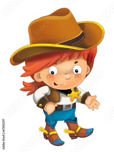 Fototapeta Naklejka Na Ścianę i Meble -  Cartoon western cowboy - illustration for the children