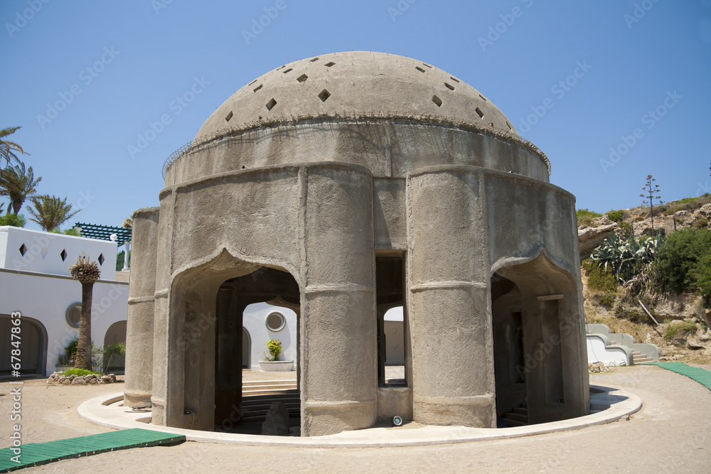 Pavilion with hot well in Calitea, Rhodes - obrazy, fototapety, plakaty 