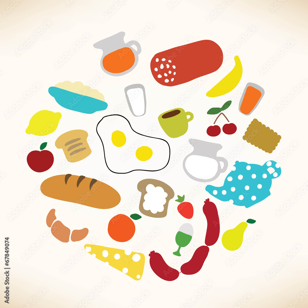Vector collection of breakfast and lunch Ingredients Vector collection of breakfast and lunch Ingredients