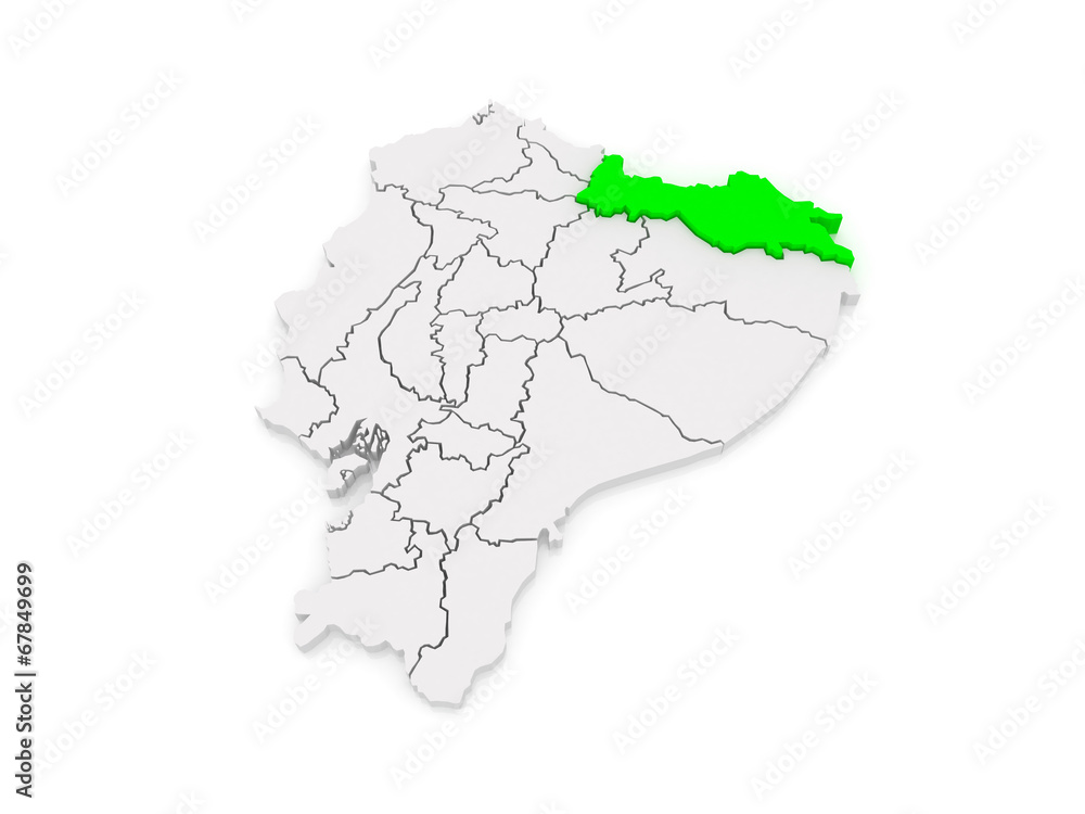 Map of Sucumbios. Ecuador.