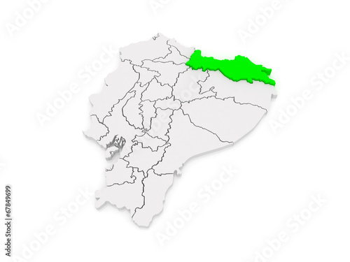 Map of Sucumbios. Ecuador.