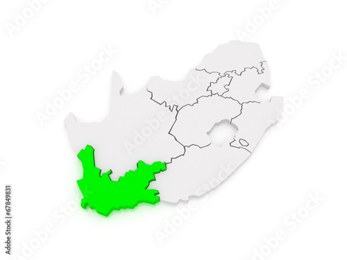 Map of Western Cape (Cape Town). South Africa.