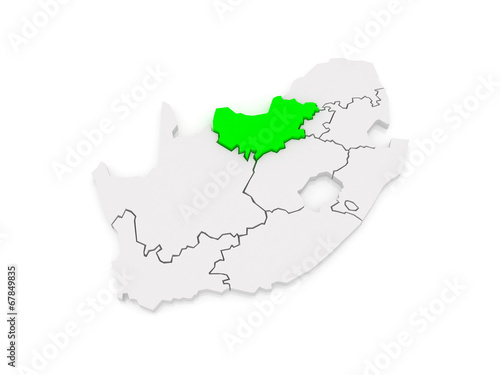 Map of North West (Mafikeng). South Africa. photo