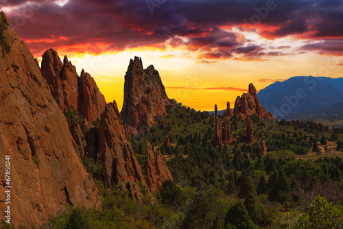 Sunset Image of the Garden of the Gods. photo