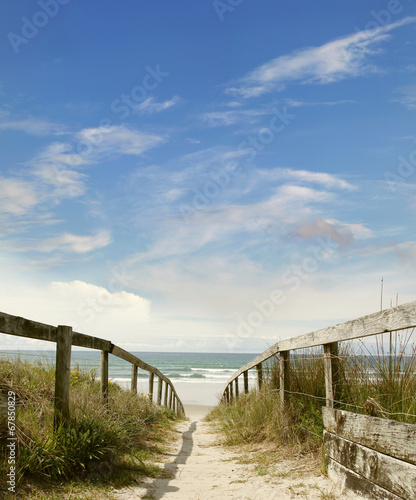 Beach walkway sky view