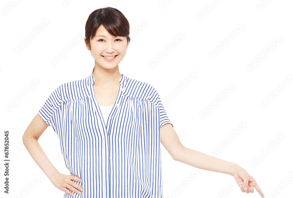 指差す女性 指差す女性