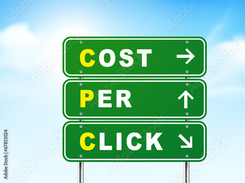 3d cost per click road sign