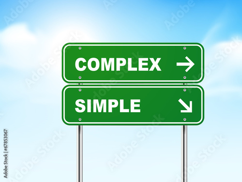 3d road sign with complex and simple