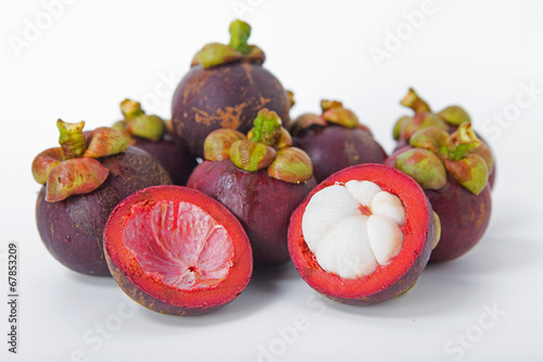 Fresh Mangosteen thai fruit isolated on white background