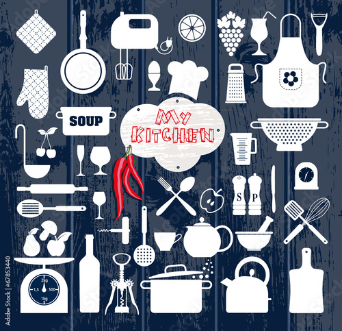 Kitchen abstact icons set