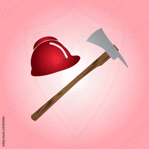 fire brigade axe and helmet eps10