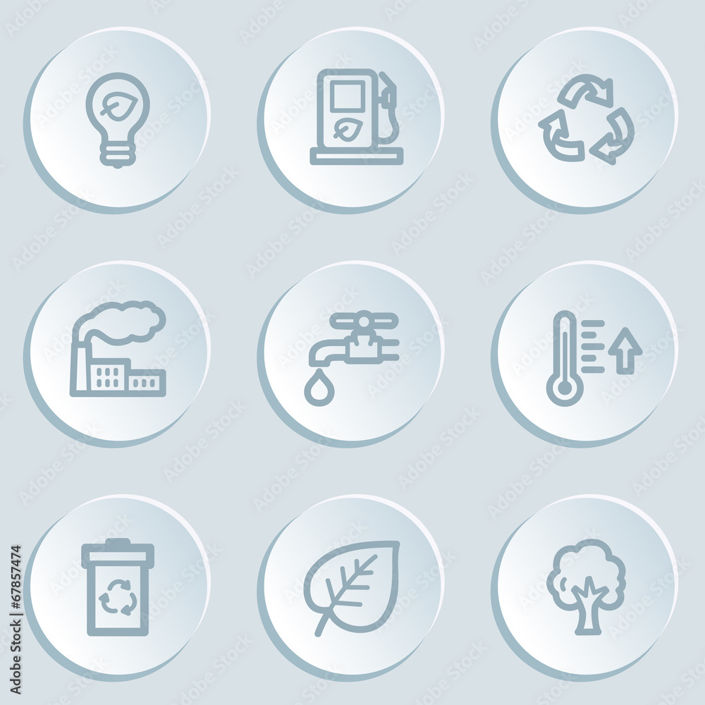Ecology web icon set 1, white sticker buttons Ecology web icon set 1, white sticker buttons