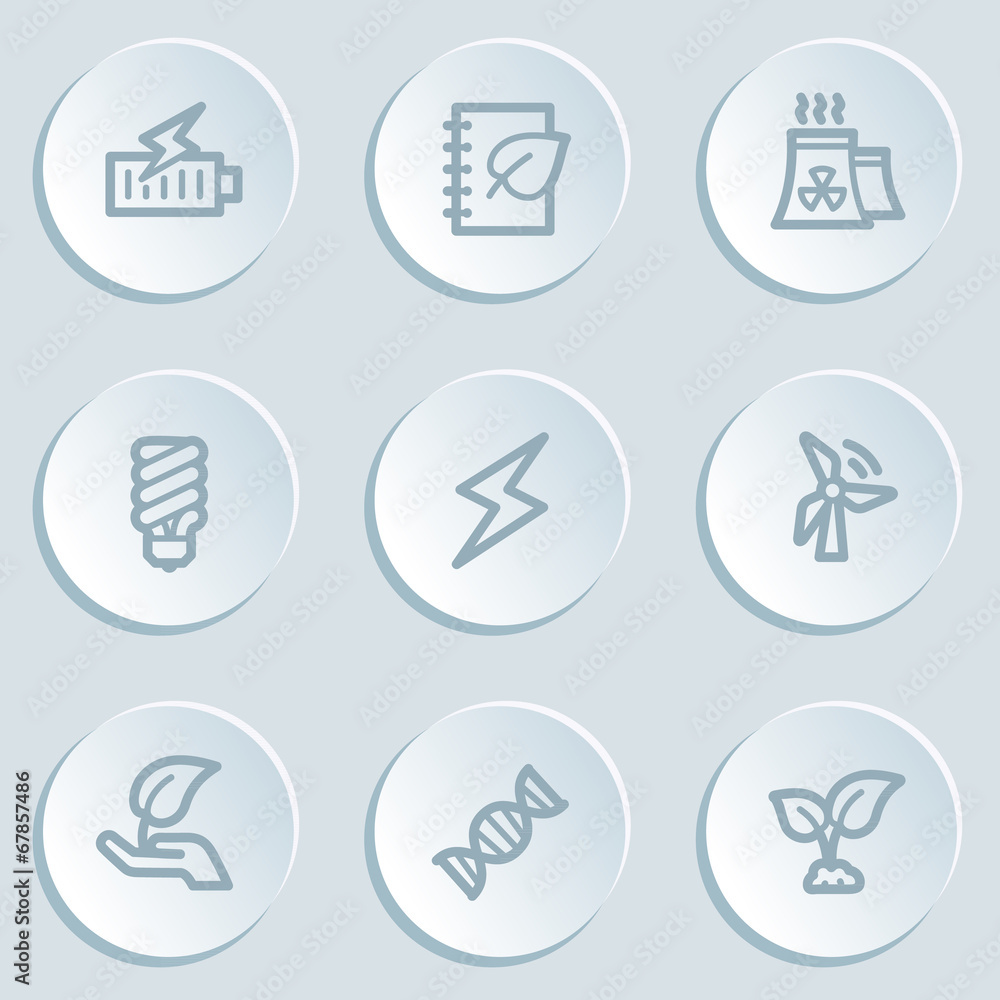 Ecology web icon set 5, white sticker buttons Ecology web icon set 5, white sticker buttons