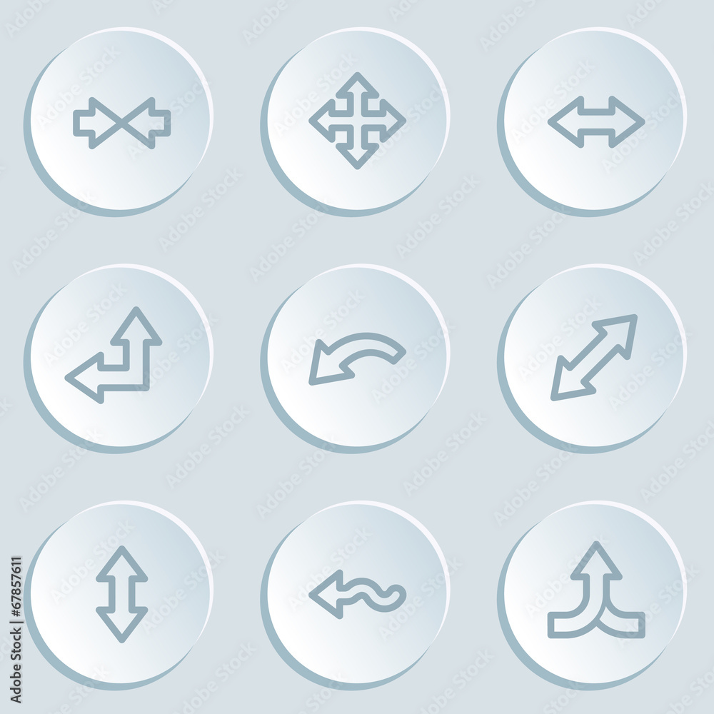 Arrows web icon set 2, white sticker buttons Arrows web icon set 2, white sticker buttons