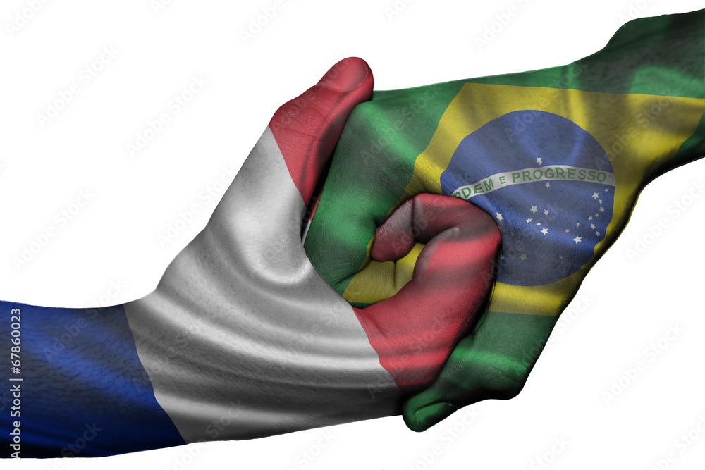 Handshake between France and Brazil