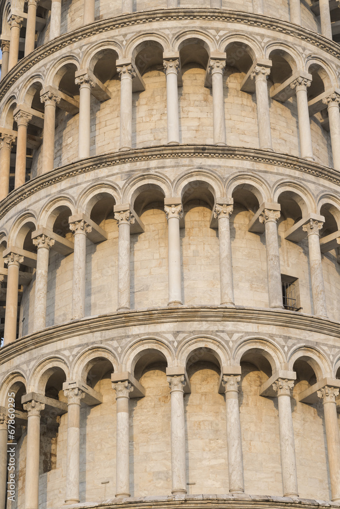 Pisa tower close up detail. Pisa, Italy