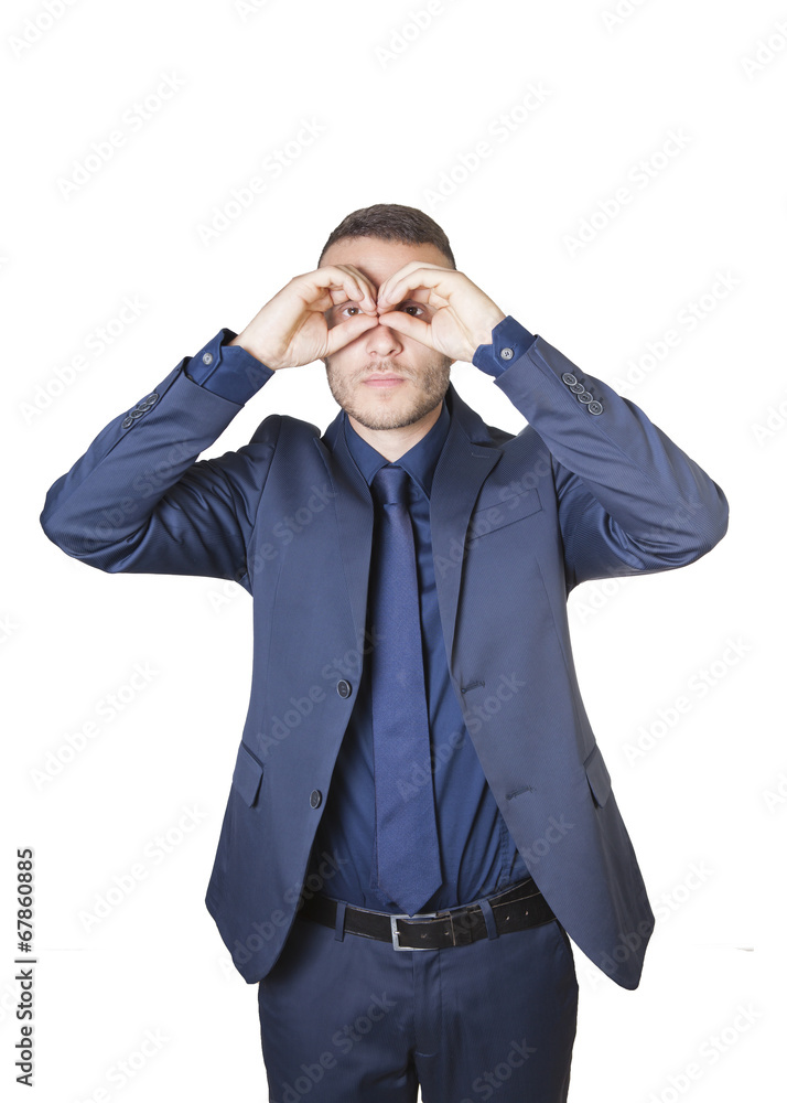 businessman with binocular hands businessman with binocular hands