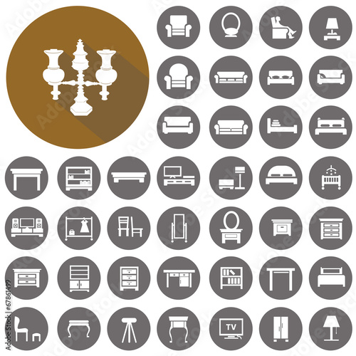 Furniture icons set. Illustration eps10
