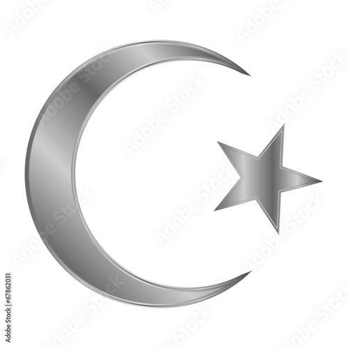 Metal star and crescent icon