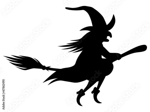Fliegende Hexe auf einem Besen     Vektor freigestellt