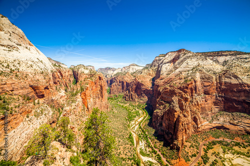 Beautiful view of canyon in Zion National Park.