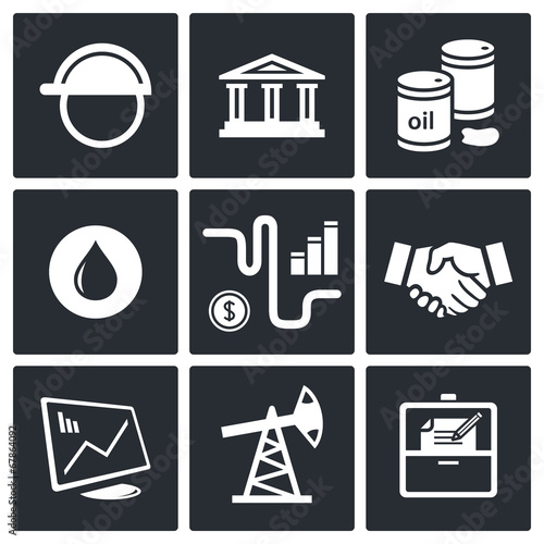 Sale of petroleum products icon collection