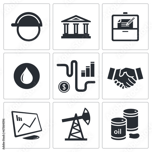 Sale of petroleum products icon set