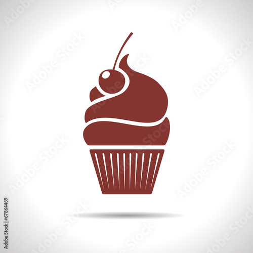 Vector cupcake with cherry icon. Eps10