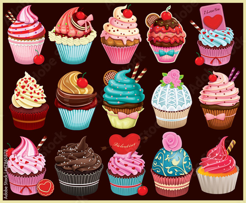 Vintage Cupcake poster set design