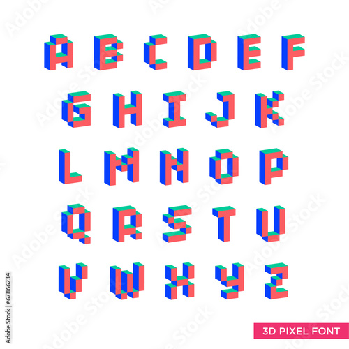 Simple Geometric 3d Pixel Font