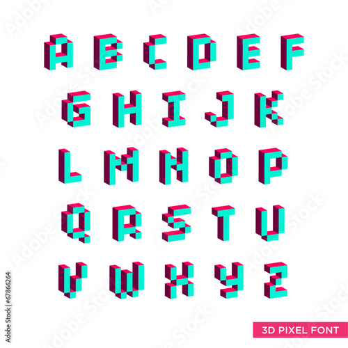 Geometric 3D Pixel Font