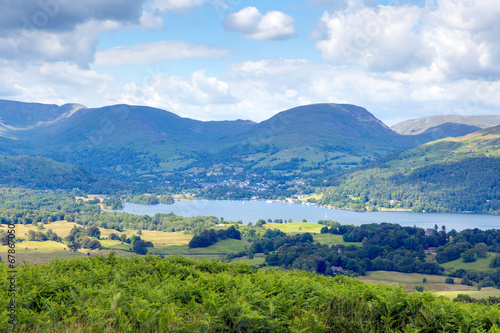 View of Windermere Lake District England uk sunny summer day