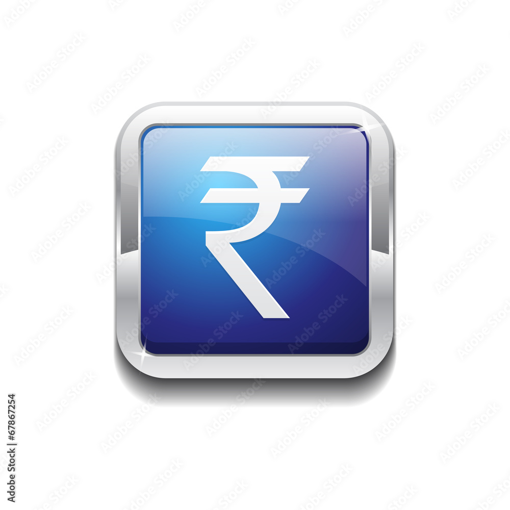 Rupee Currency Sign Vector Blue Web Icon Button Rupee Currency Sign Vector Blue Web Icon Button